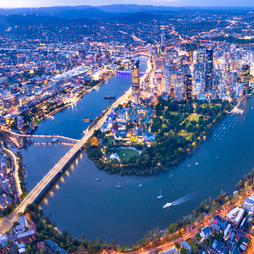 Blick von oben auf Brisbane, Australien