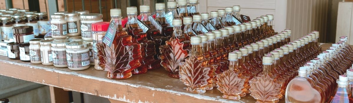 Ahorn Sirup Flaschen in Quebec, Kanada