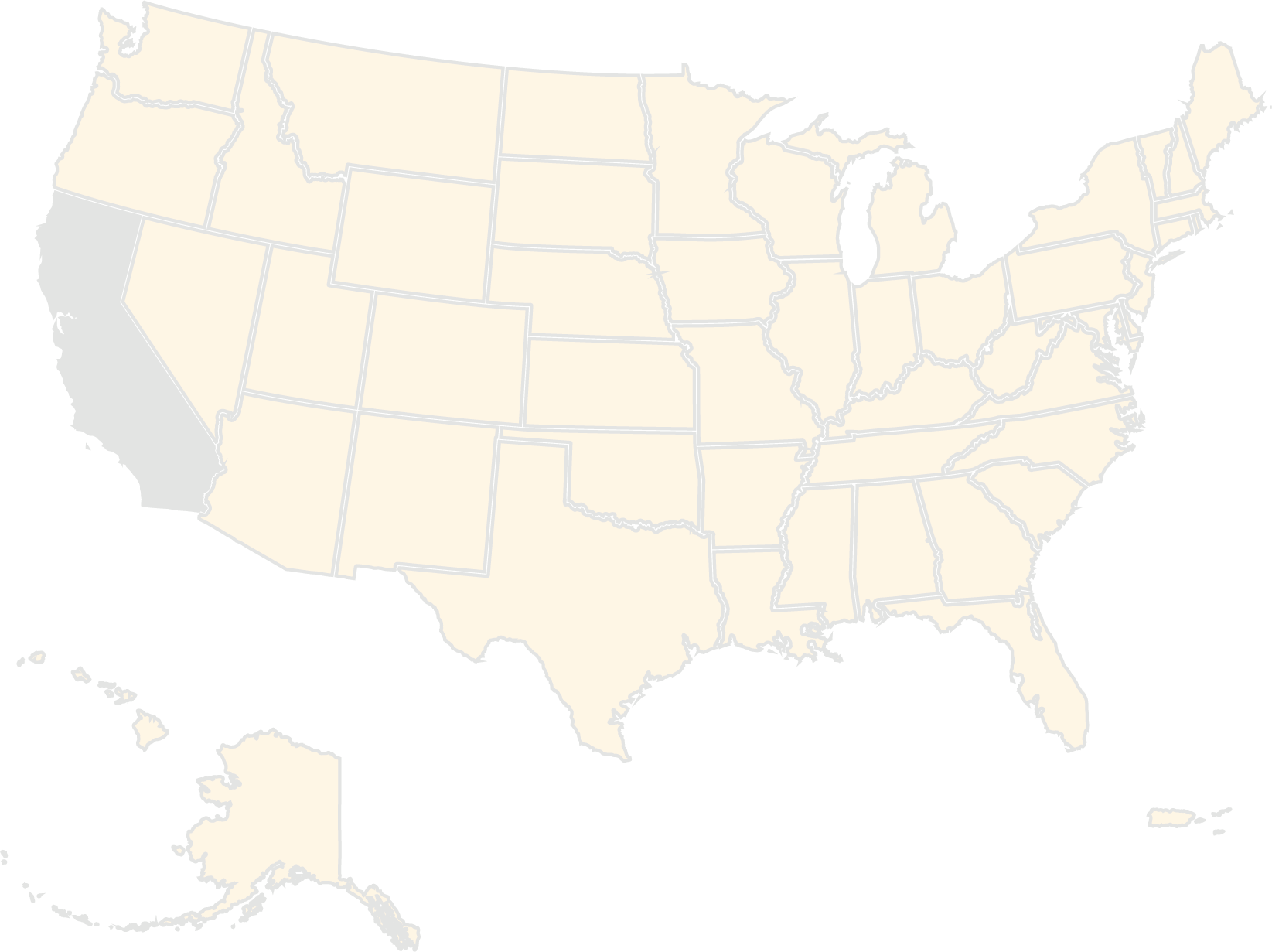 Landkarte USA mit Markierung in Kalifornien