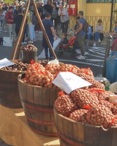 Straßenverkaufsstand mit Kastanien in Italien