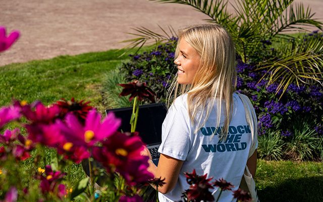 Girl with new merch t-shirt